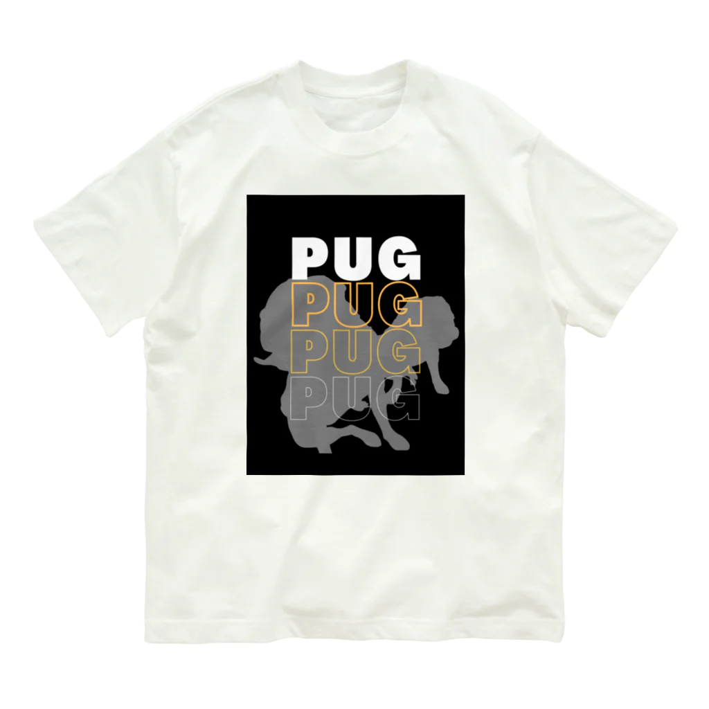 INULAVITAのPug silhouette オーガニックコットンTシャツ