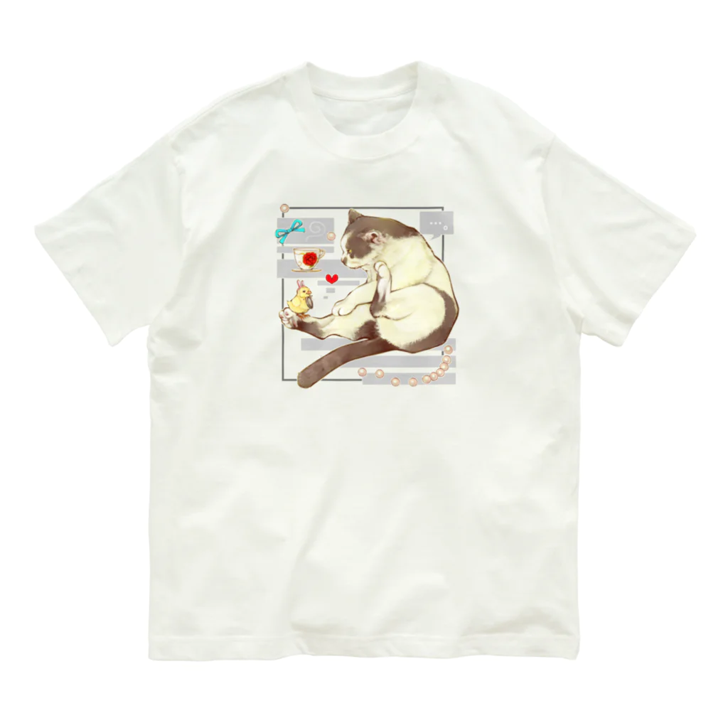 トロ箱戦隊本部のヒヨコちゃんと猫さん(お茶会お誘い中) Organic Cotton T-Shirt