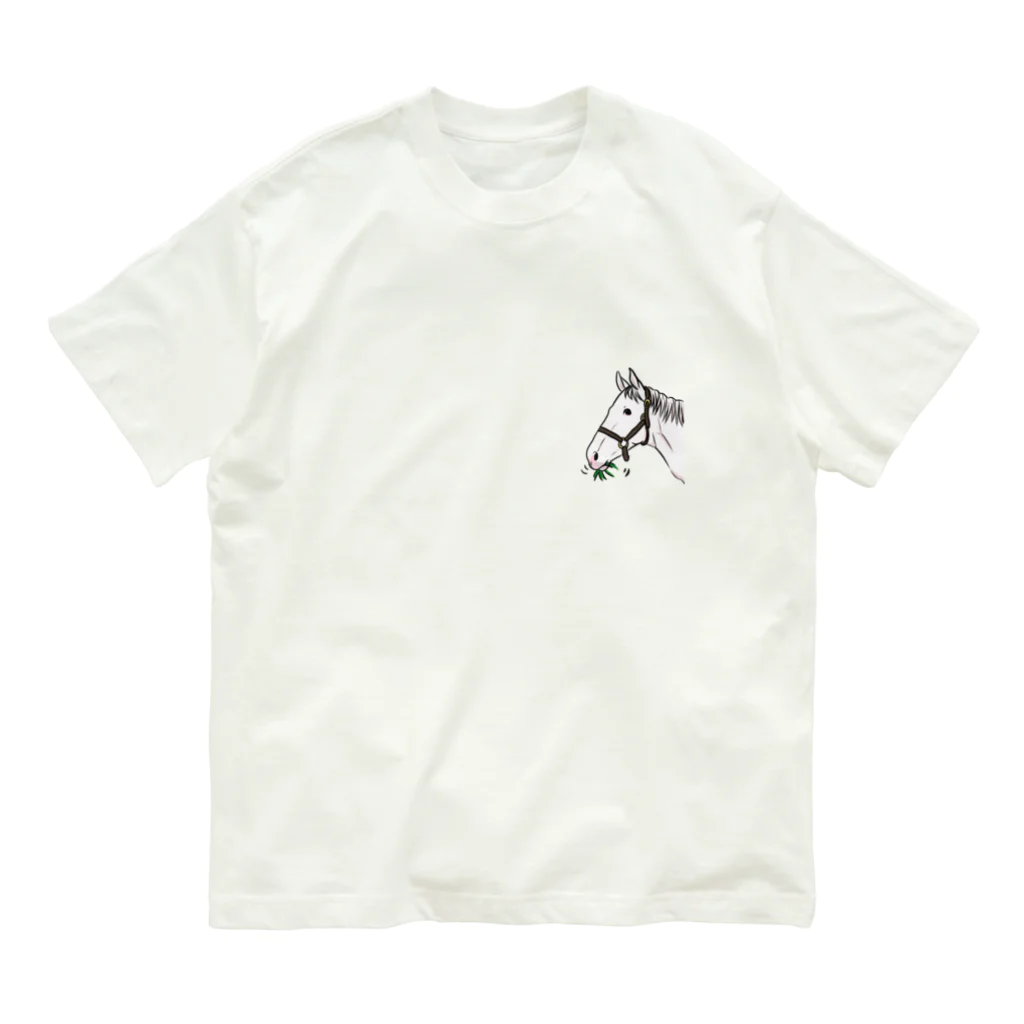 ユルークうーまショップのあし毛のモグモグ馬 Organic Cotton T-Shirt