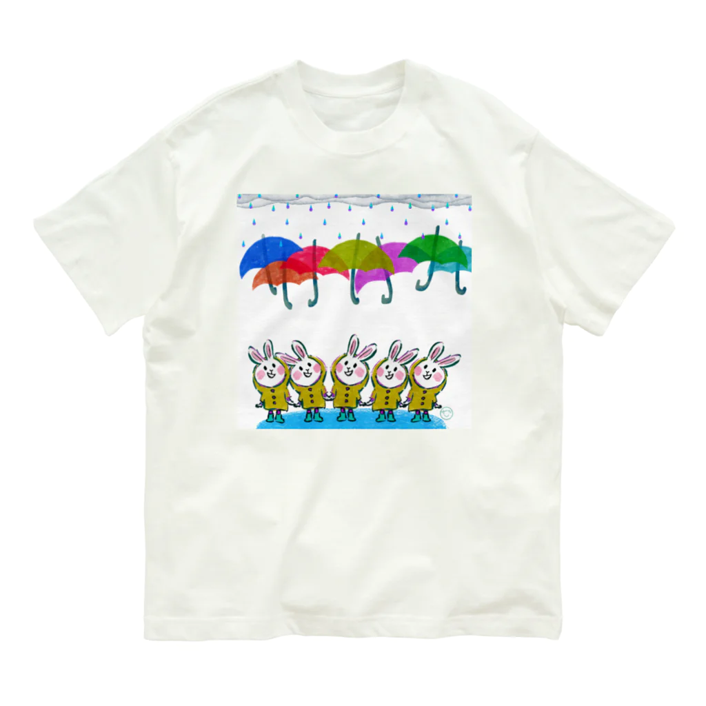 Yumi ＋ Artの雨のおさんぽ☂️ オーガニックコットンTシャツ