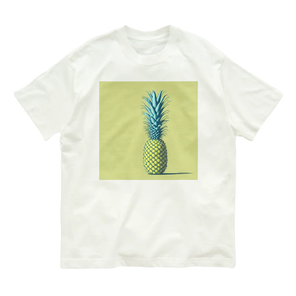 jsprintstudioのパイナップル夏 オーガニックコットンTシャツ