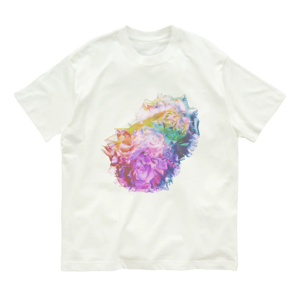 K_flowerのRainbow Carnation オーガニックコットンTシャツ