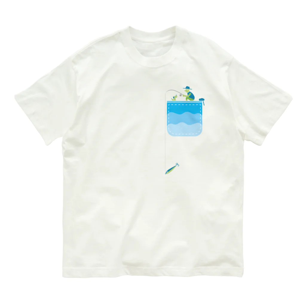 ワカボンドののんびりと釣りを楽しむ_ポケット Organic Cotton T-Shirt