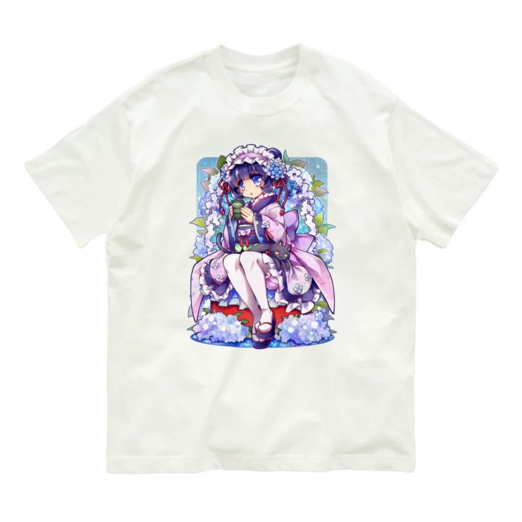 月蝕ざっか店＠SUZURIの君は紫陽花-Ms.Hydrangea☂️ - A Organic Cotton T-Shirt