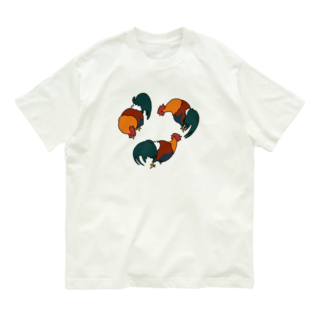 しもべ(鶏勉強中)の三つ巴郡上地鶏 Organic Cotton T-Shirt