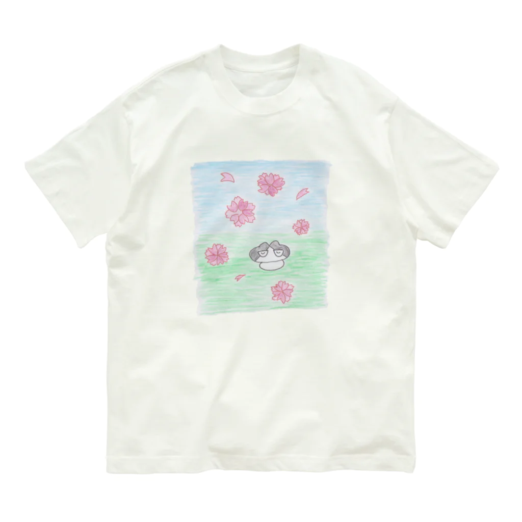 奈良のすごいタオル屋さん ときどき猫のあおによし　八重桜と副店長 オーガニックコットンTシャツ