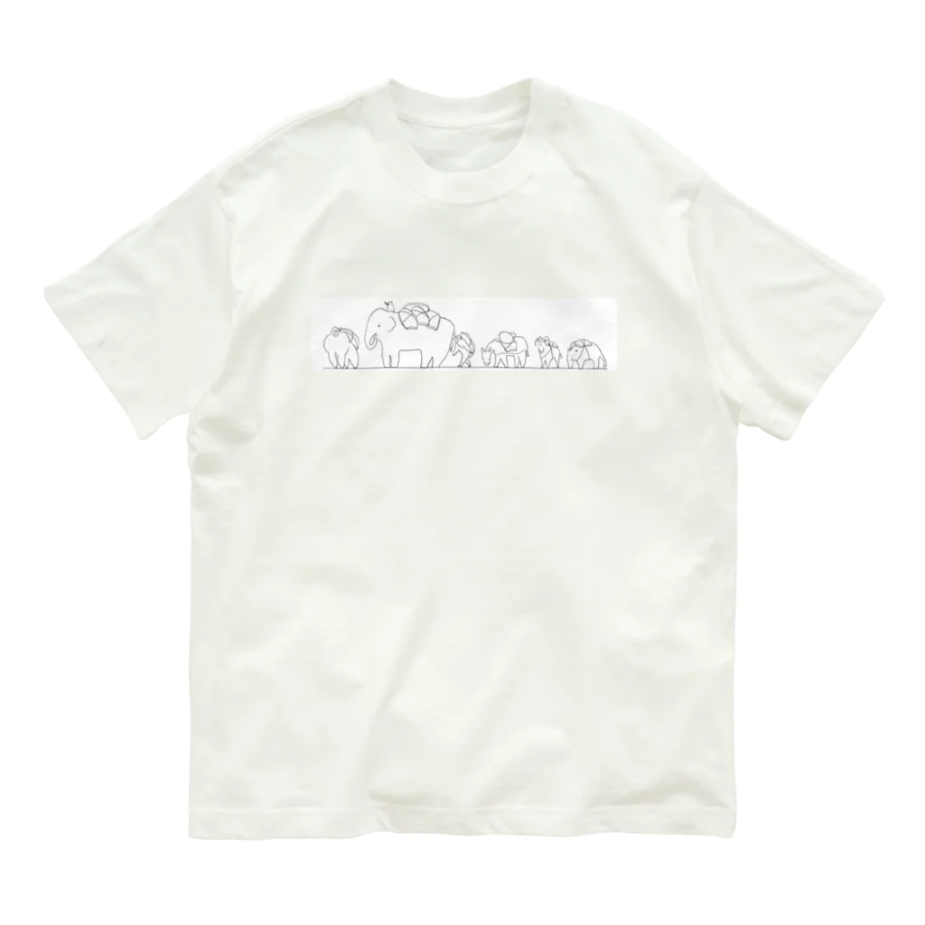 チムニー珈琲焙煎所の珈琲豆を運ぶどうぶつキャラバン Organic Cotton T-Shirt