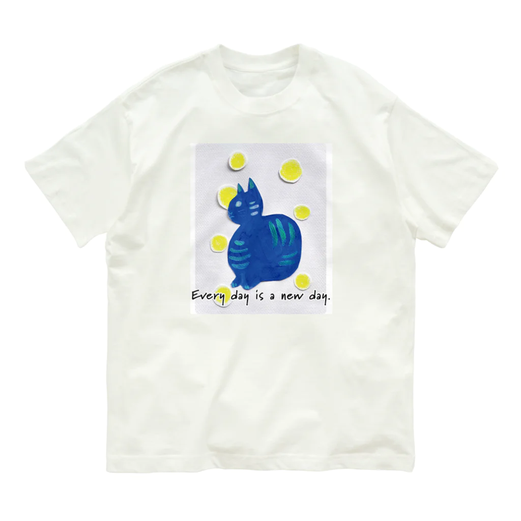 ぽぽっとツイてるのCat blue  Organic Cotton T-Shirt