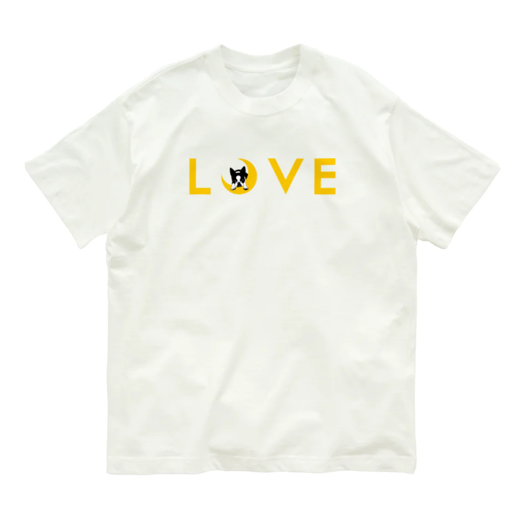 コチ(ボストンテリア)のボストンテリア(月LOVE)[v2.8k] オーガニックコットンTシャツ