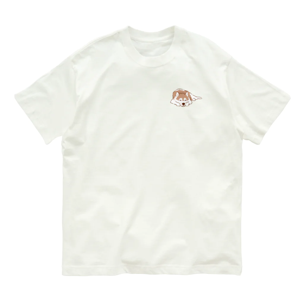 WANPU  by YUn.のチョコカラー　眠るハスキー　 Organic Cotton T-Shirt