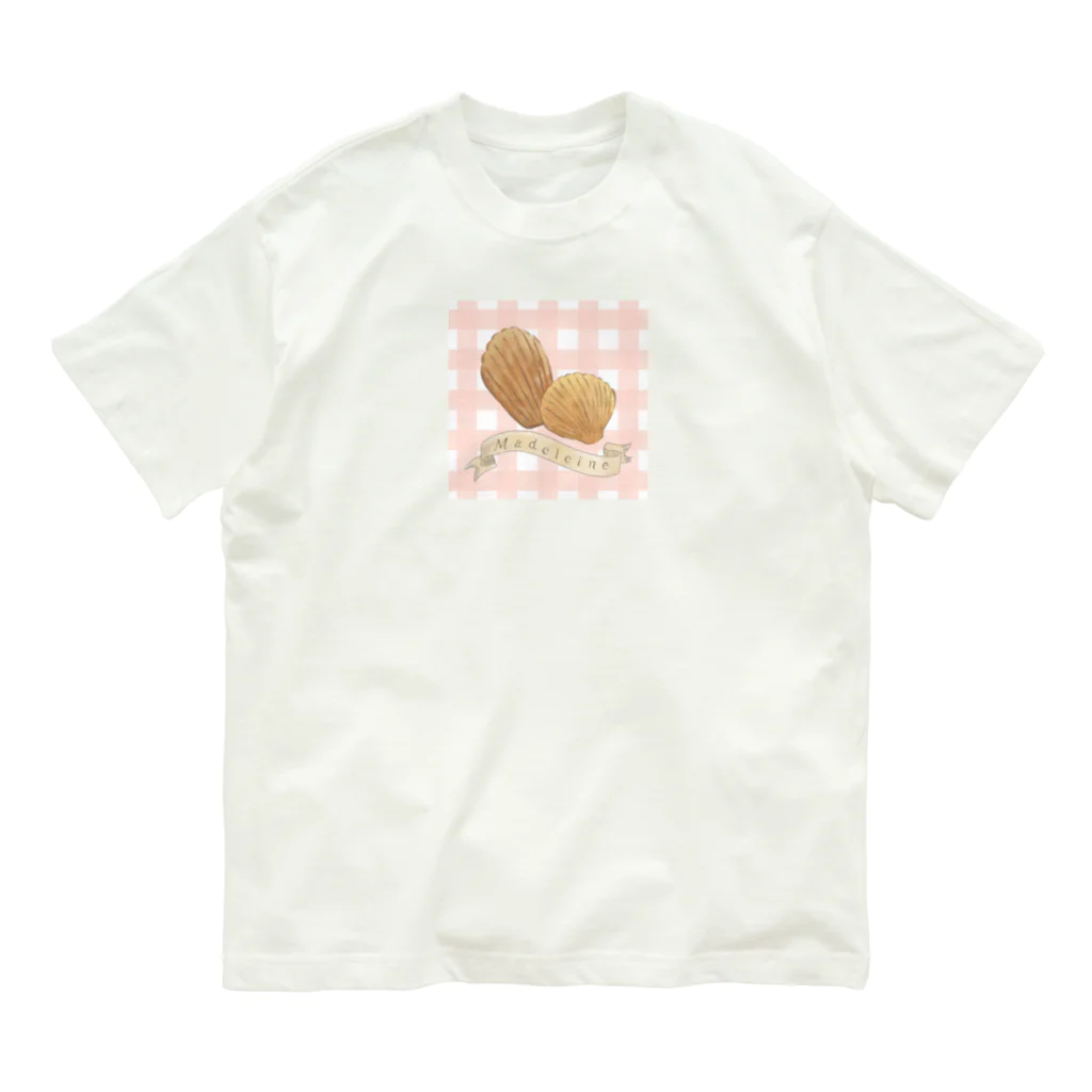 Oriko's Tea Roomのマドレーヌ　ピンクギンガムチェック オーガニックコットンTシャツ