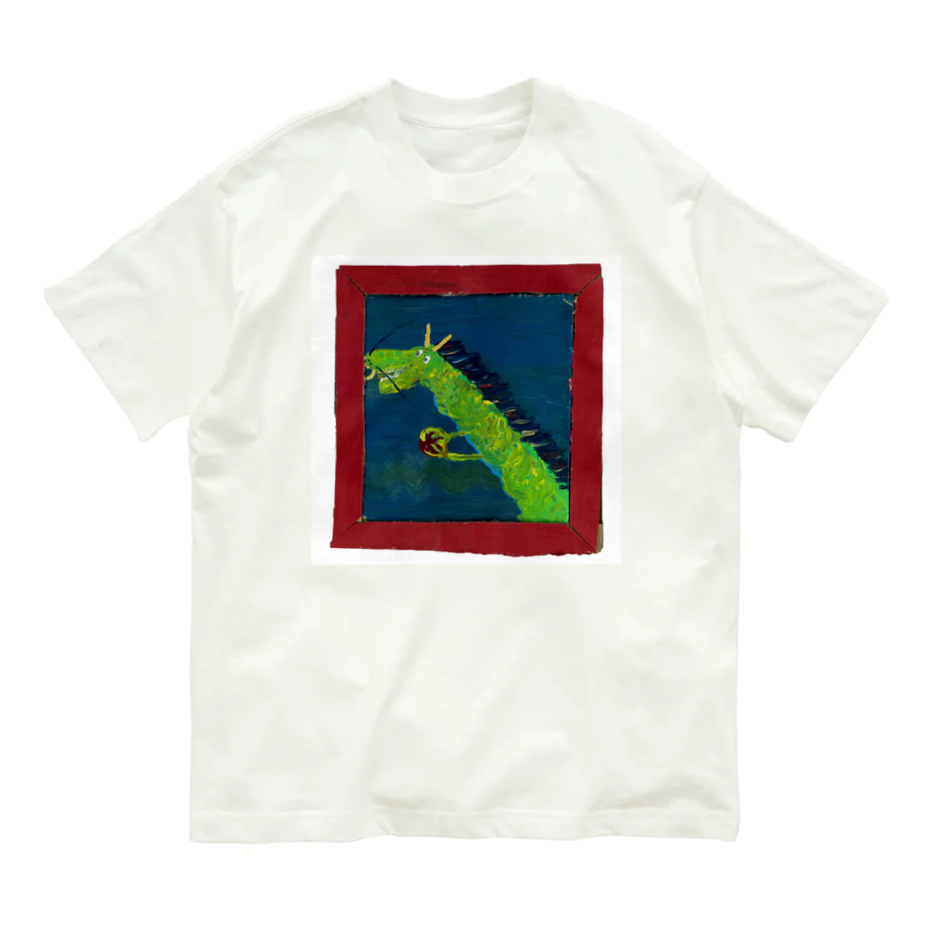 funny dragonの赤い額の中のドラゴンさん Organic Cotton T-Shirt