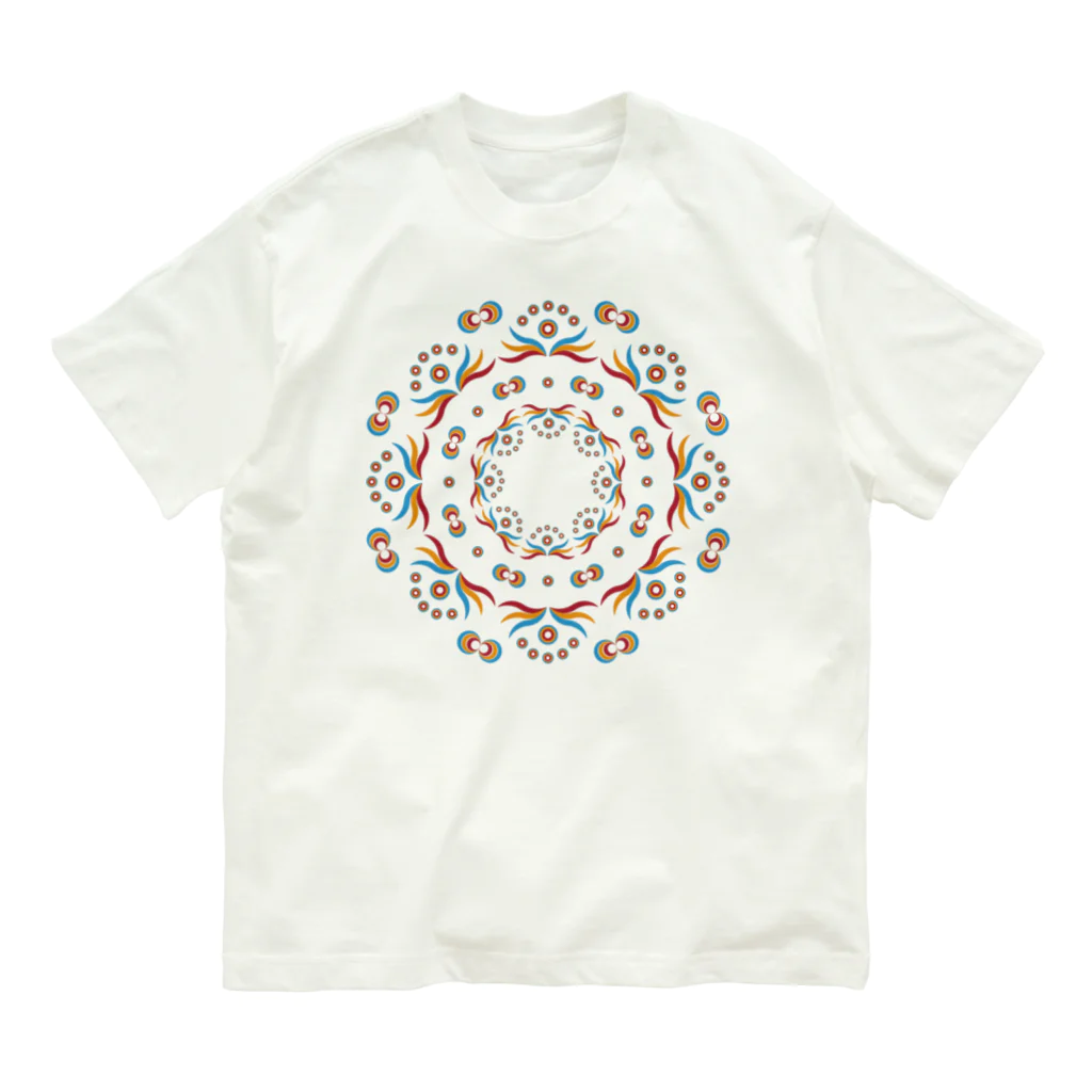 サイケまんだら　時空回楼のサイケまんだら　フラワー（紅） Organic Cotton T-Shirt