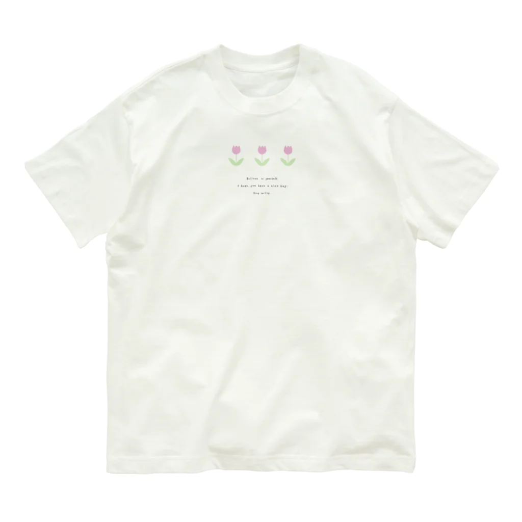 rilybiiの並んだチューリップ . オーガニックコットンTシャツ