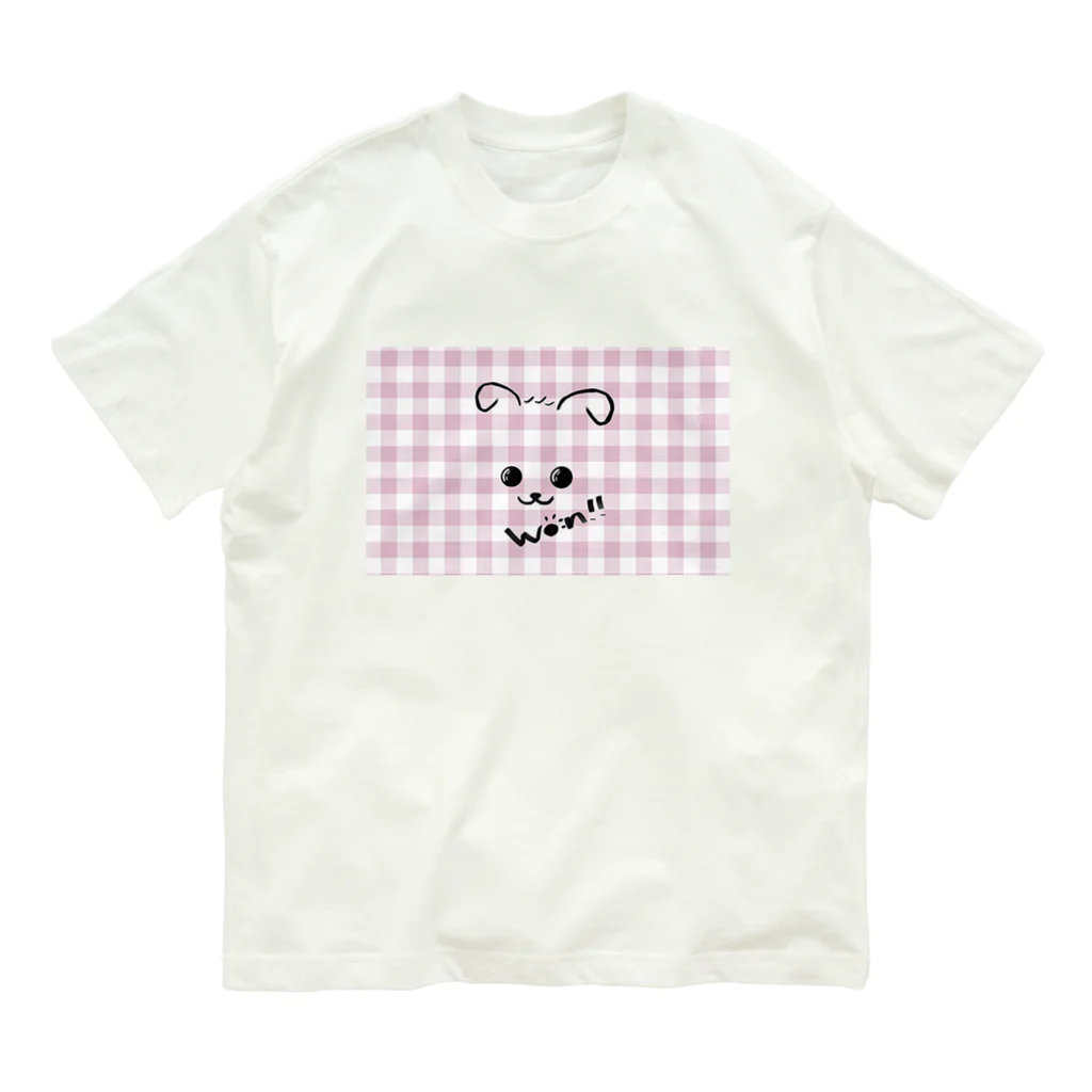 merongのわんこA♡ギンガム オーガニックコットンTシャツ