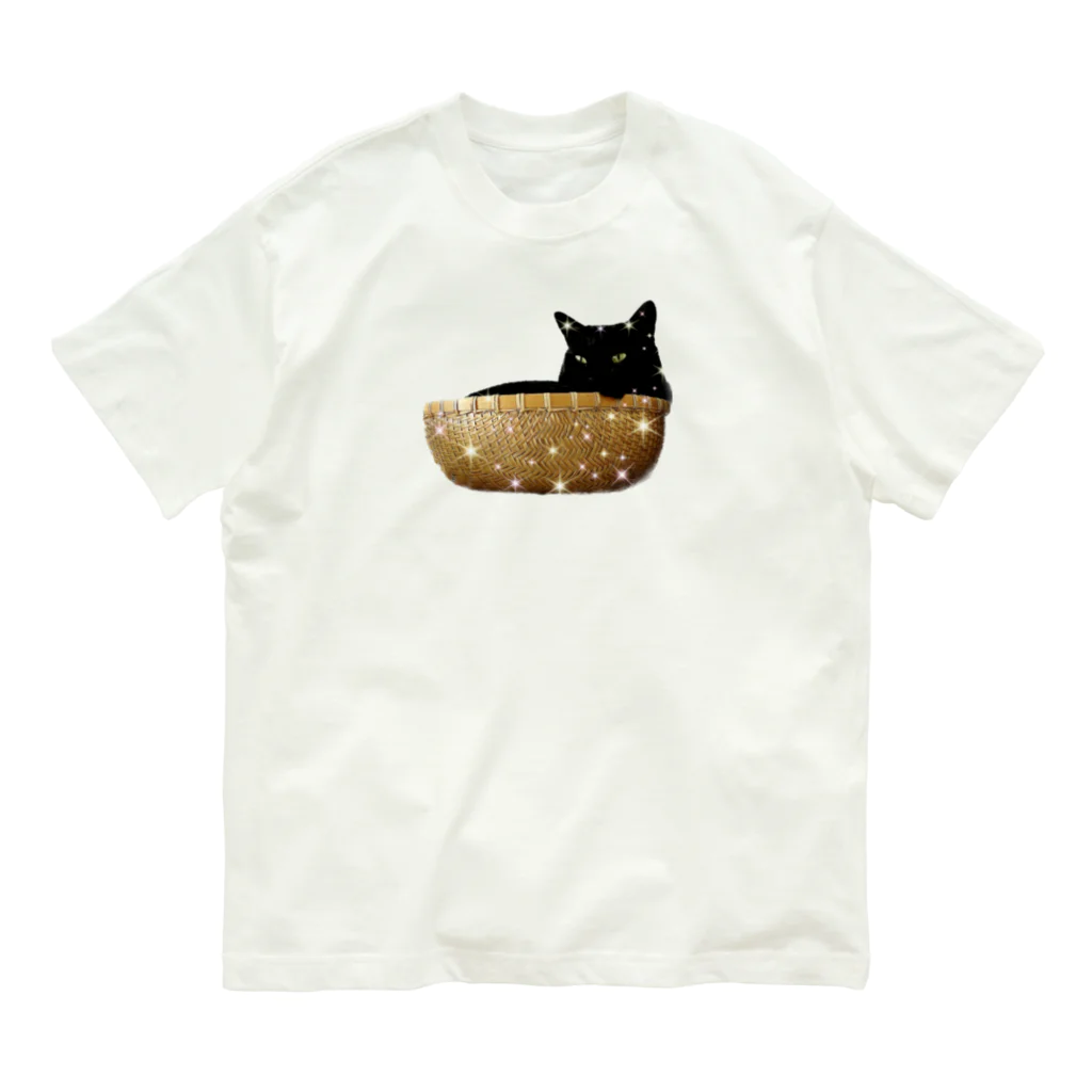 MKPoppp! shopのカゴの中の猫🐈‍⬛ オーガニックコットンTシャツ