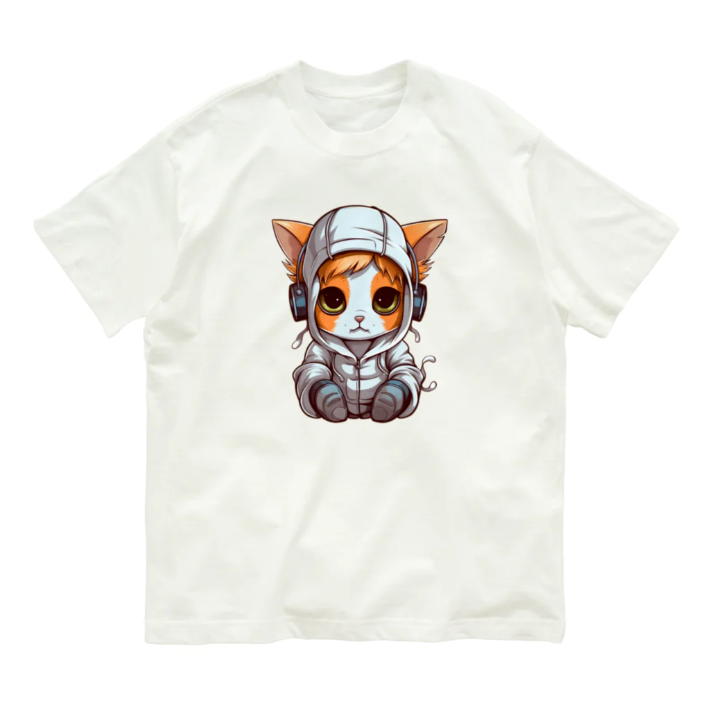 Vasetti_pressのパーカーを着ているネコちゃん Organic Cotton T-Shirt