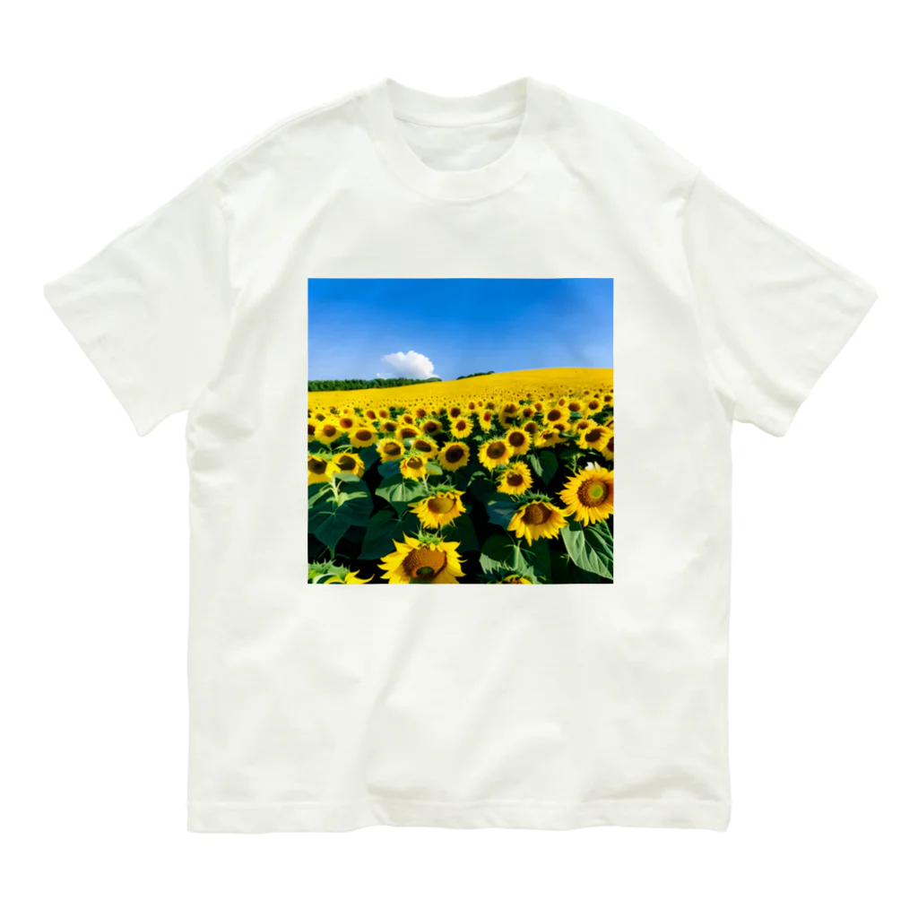 the blue seasonのヒマワリ畑 オーガニックコットンTシャツ