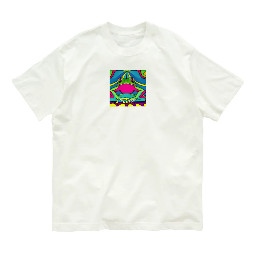 miranoのサイケデリックなカエル オーガニックコットンTシャツ