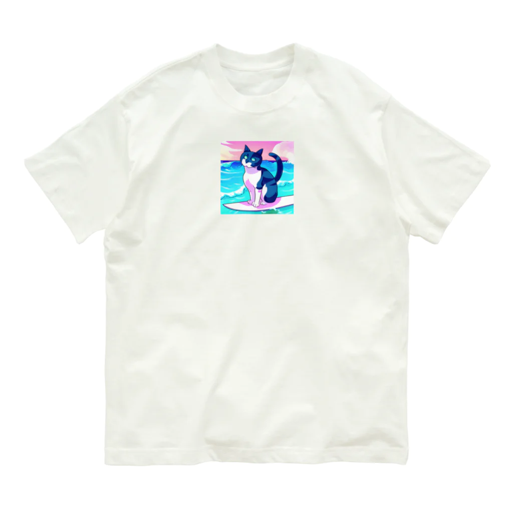 たかみーショップのサーフィンネコ Organic Cotton T-Shirt