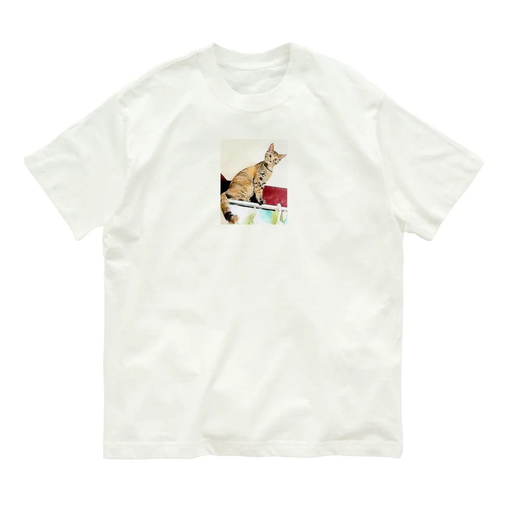 コハクのカーテンレールからニャンコ🐱 Organic Cotton T-Shirt