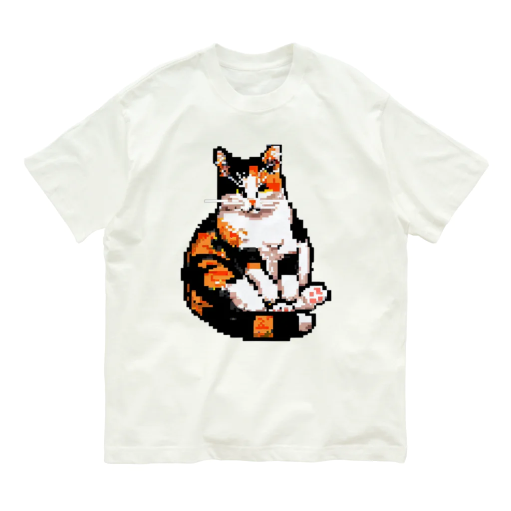 スタートライフ！のトリコロールドットキャット オーガニックコットンTシャツ