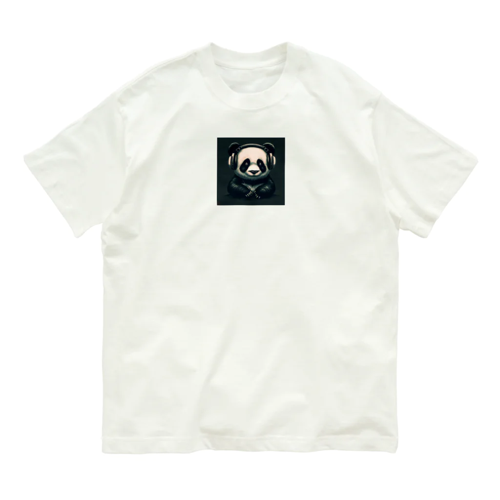 Shiba_IncのHeadphones & Pandas（ヘッドホン & パンダ） Organic Cotton T-Shirt