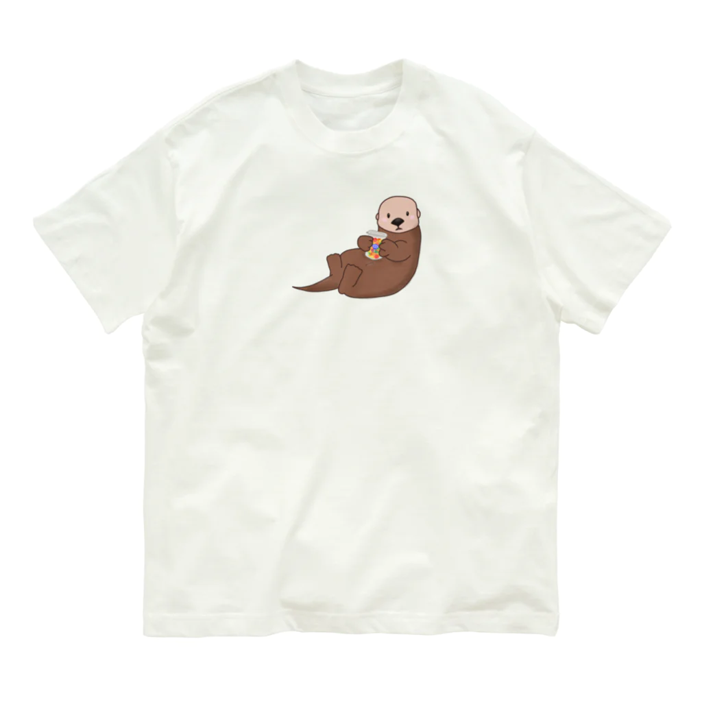 まるちゃん。のラッコピクルス BW オーガニックコットンTシャツ