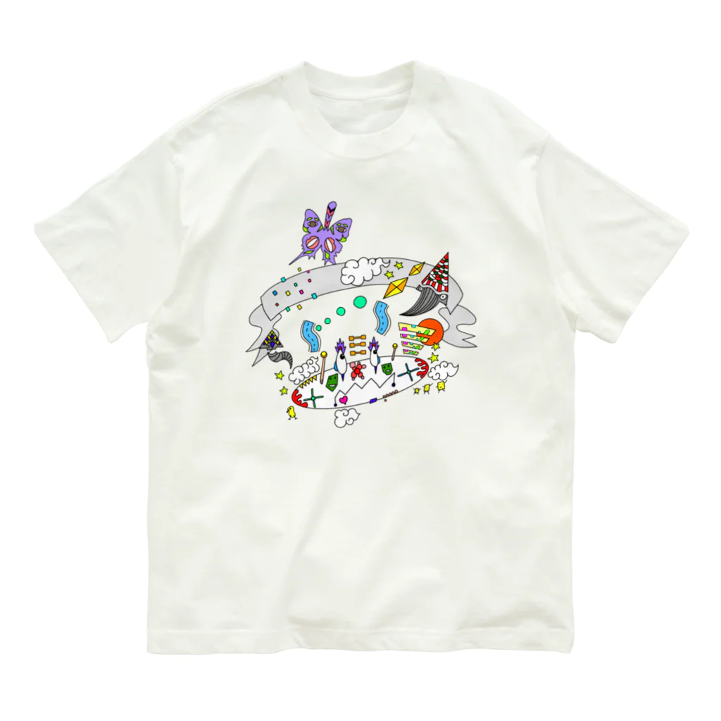 NANNANOーナンナノーのPEACEFUL SKY オーガニックコットンTシャツ