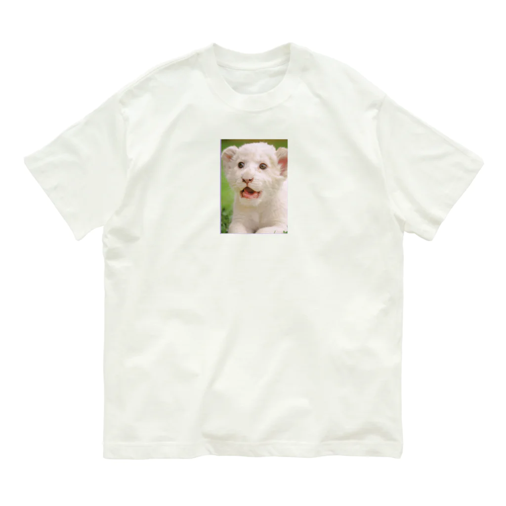 まっしろなのやんちゃなホワイトライオン Organic Cotton T-Shirt