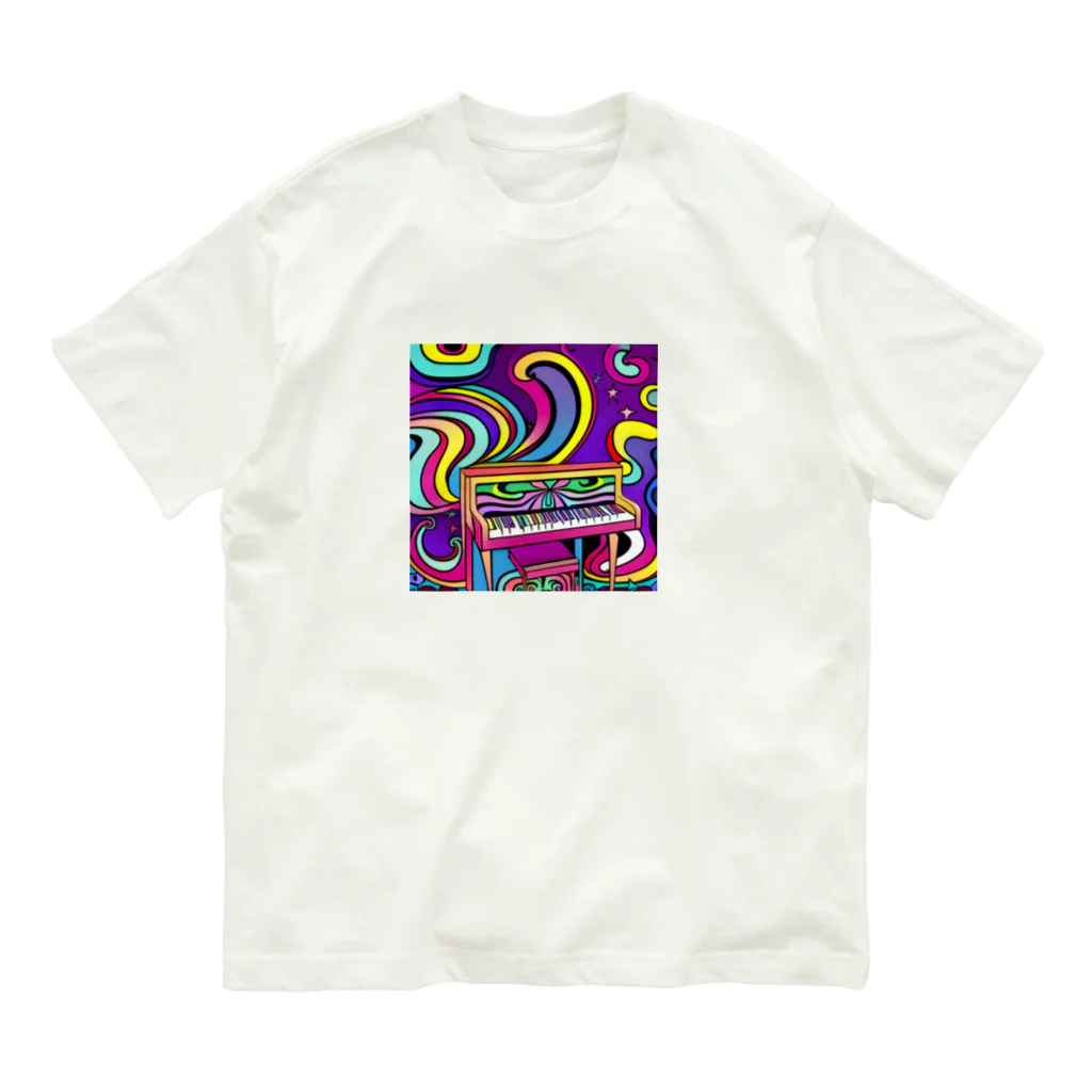 stugio_kの鮮やかなピアノ柄 Organic Cotton T-Shirt