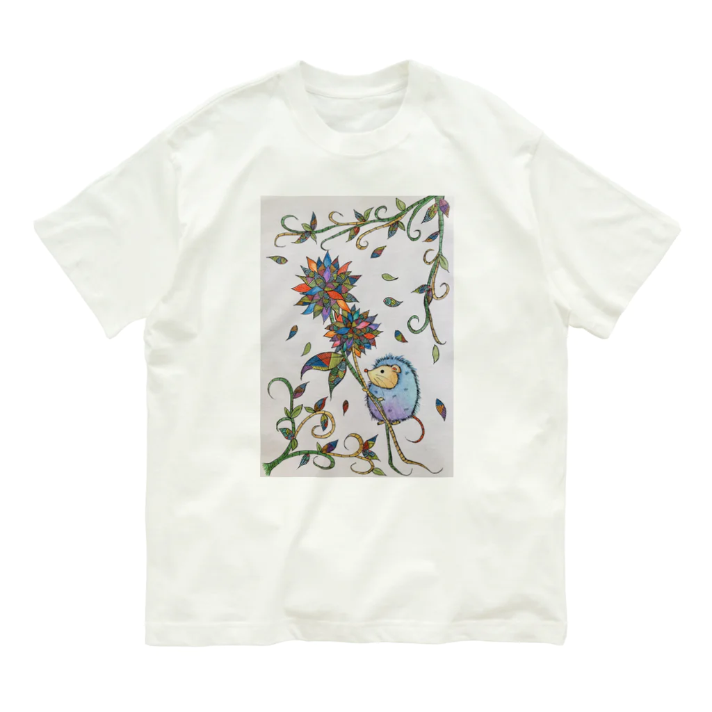 suuのカラフルな花とハリネズミ Organic Cotton T-Shirt