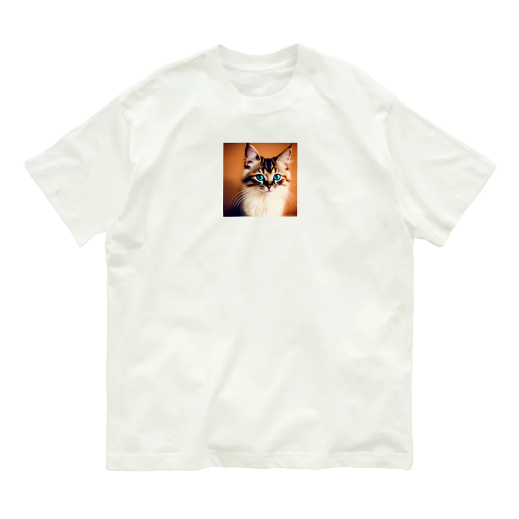 のぞかれ隊の可愛いネコ　ブルーアイズ Organic Cotton T-Shirt