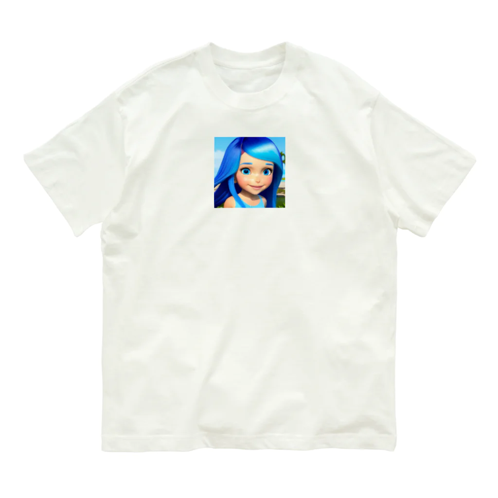 the blue seasonのミア・アクアマリン Organic Cotton T-Shirt