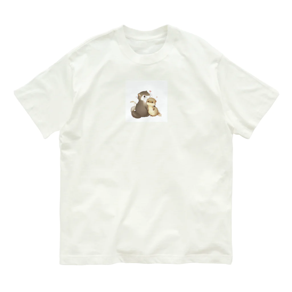 harutoのカワウソとシマエナガ オーガニックコットンTシャツ