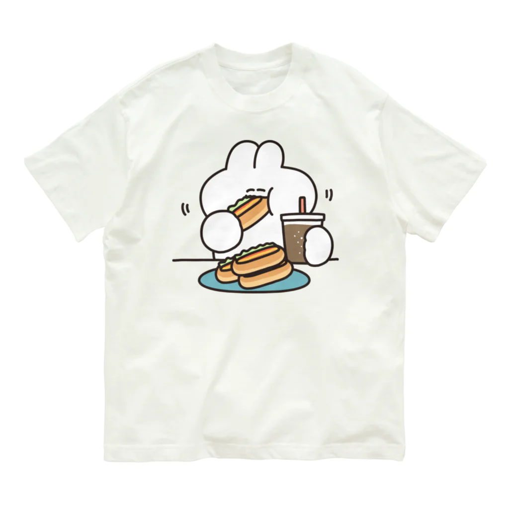 ナポリのSUZURIのホットドックとうさちゃん オーガニックコットンTシャツ