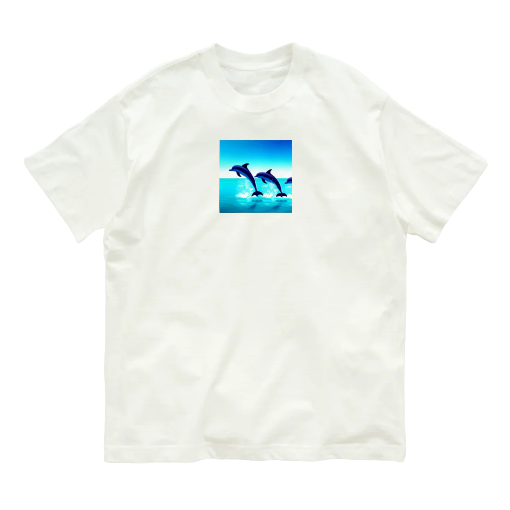 Warm houseの愉快なイルカたち オーガニックコットンTシャツ