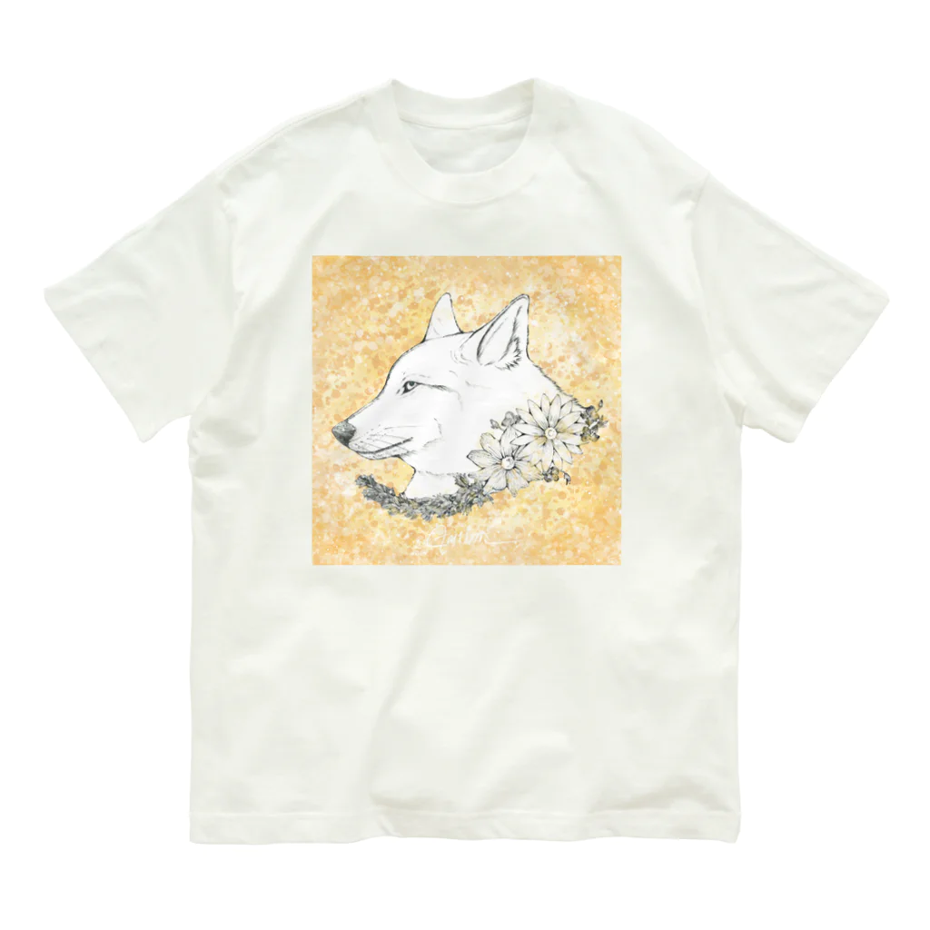 YumikoS_art369の花とおおかみ オーガニックコットンTシャツ