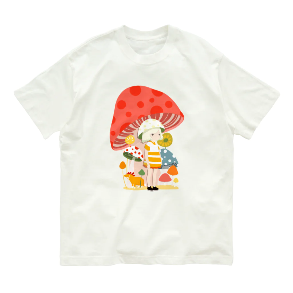 MangMARUのキノコ少女 オーガニックコットンTシャツ