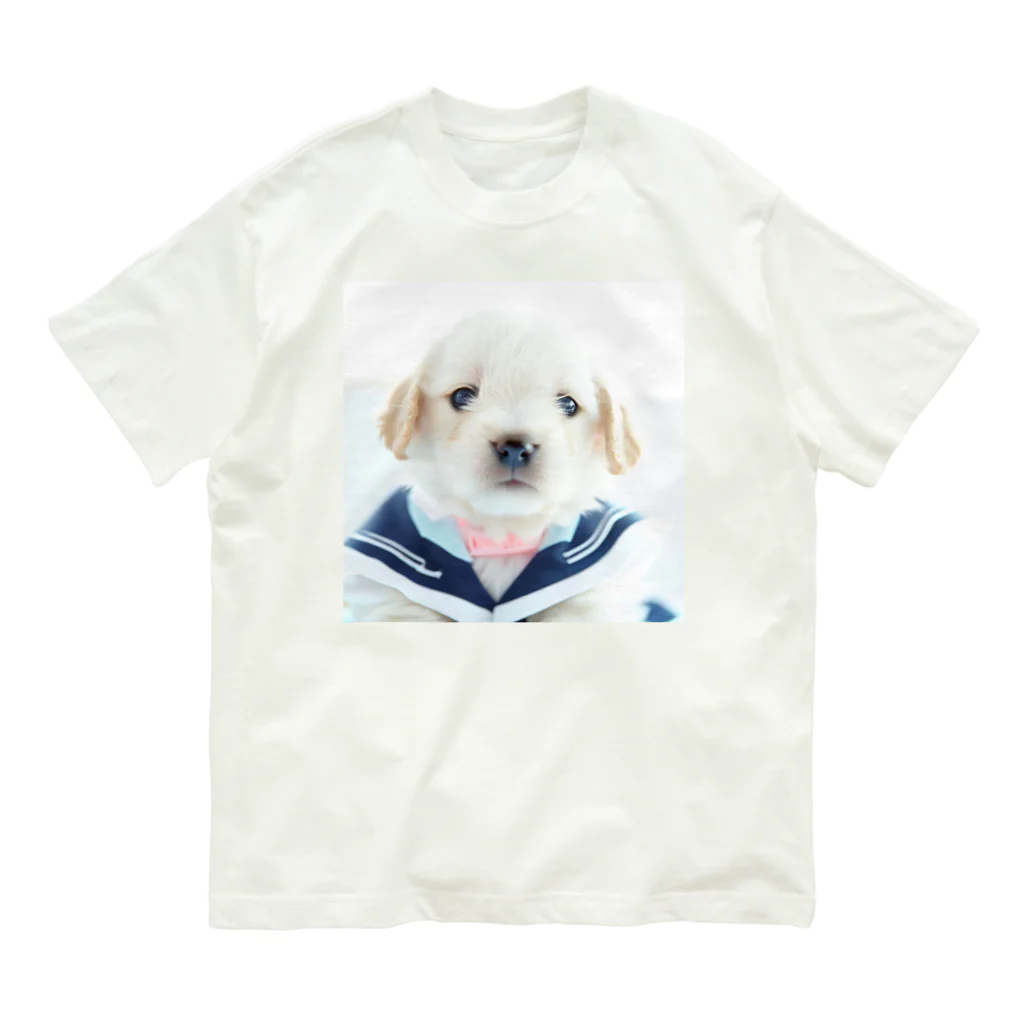 dogsandcatsのセーラーパピー オーガニックコットンTシャツ