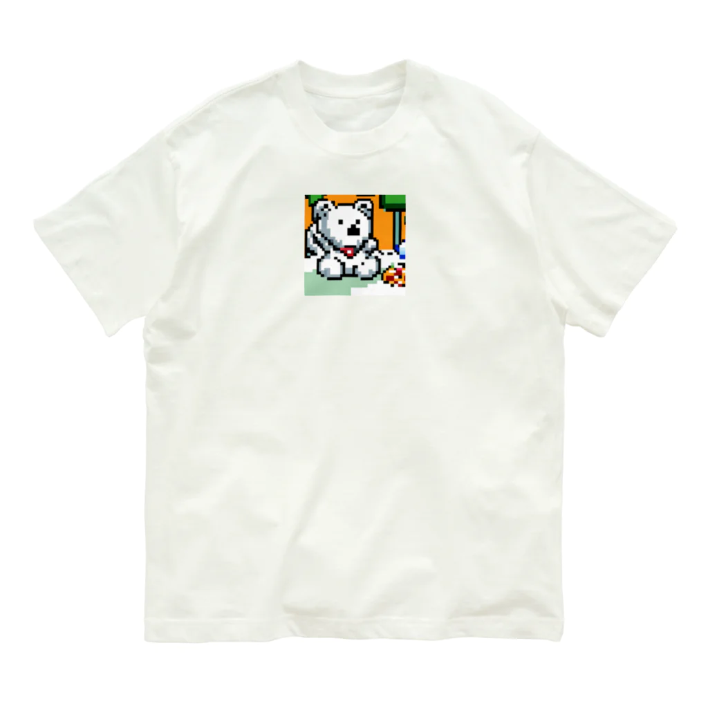 KAWAKAMI-SENTAROUの寂しがりやのドットシロクマ オーガニックコットンTシャツ