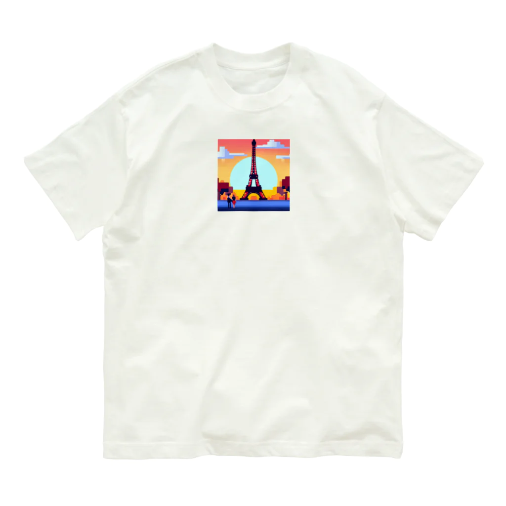 shibasannのフランスの風景のピクセルアート Organic Cotton T-Shirt