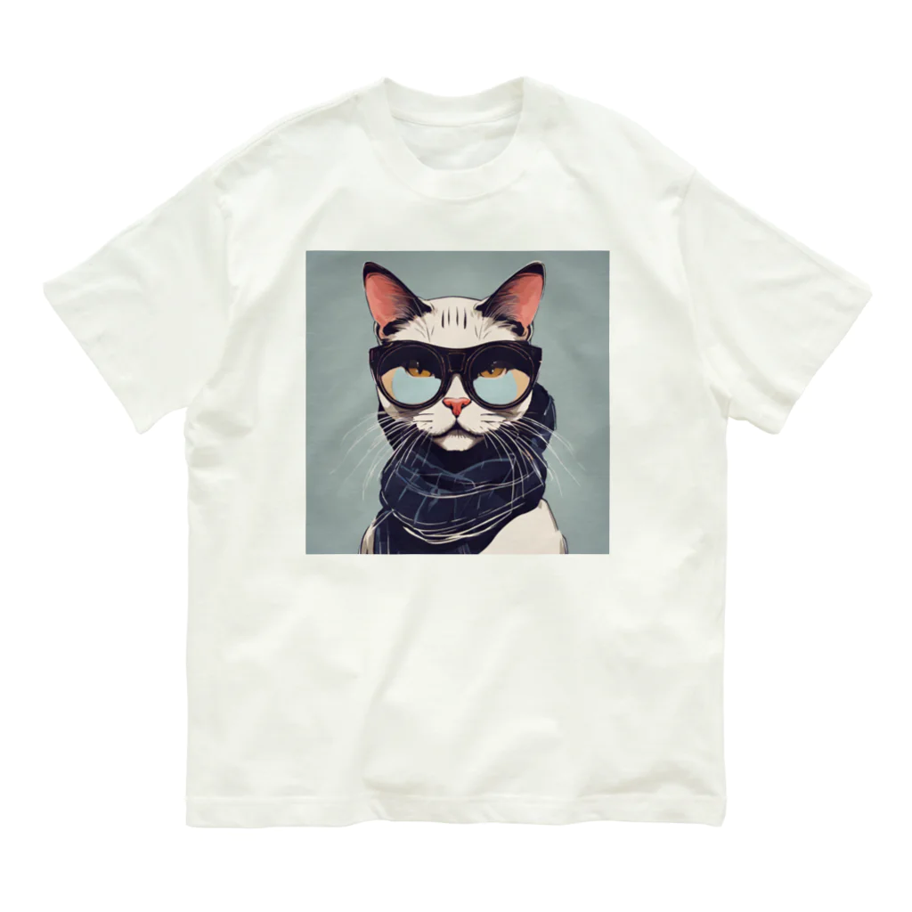 neko_skipのオサレキャットよしお オーガニックコットンTシャツ