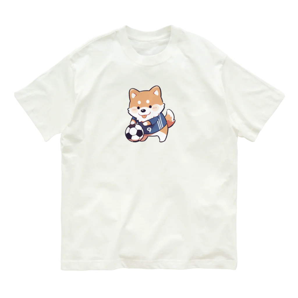 CosmicGardenのサッカー犬 オーガニックコットンTシャツ