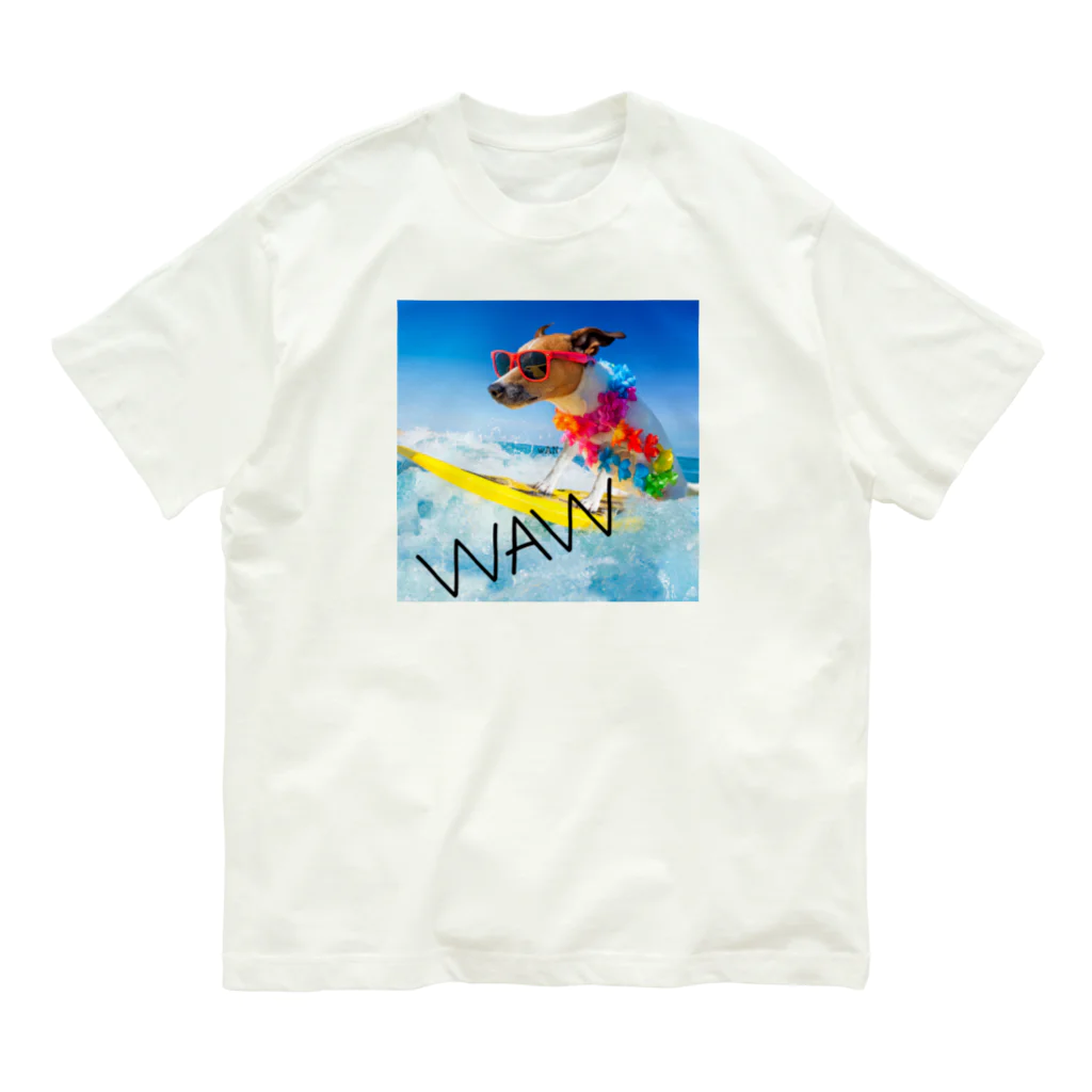 HANIの犬 サーフィンデザイン Organic Cotton T-Shirt