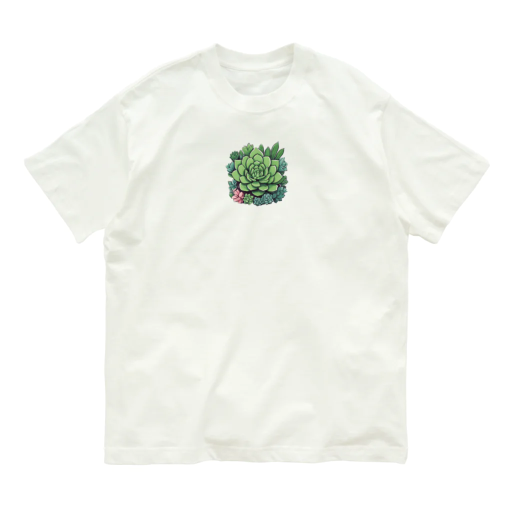 green artist のプランツパラダイス多肉 オーガニックコットンTシャツ