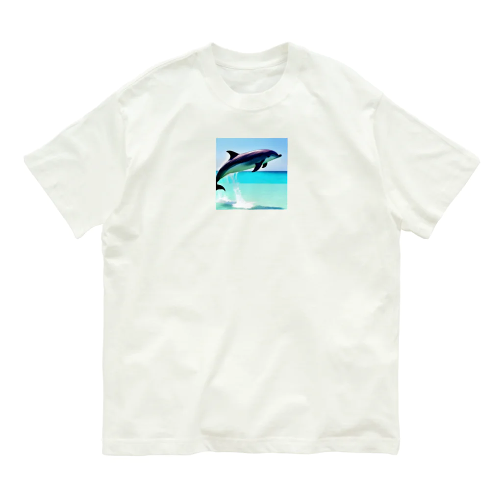 slowlife365のドルフィン オーガニックコットンTシャツ