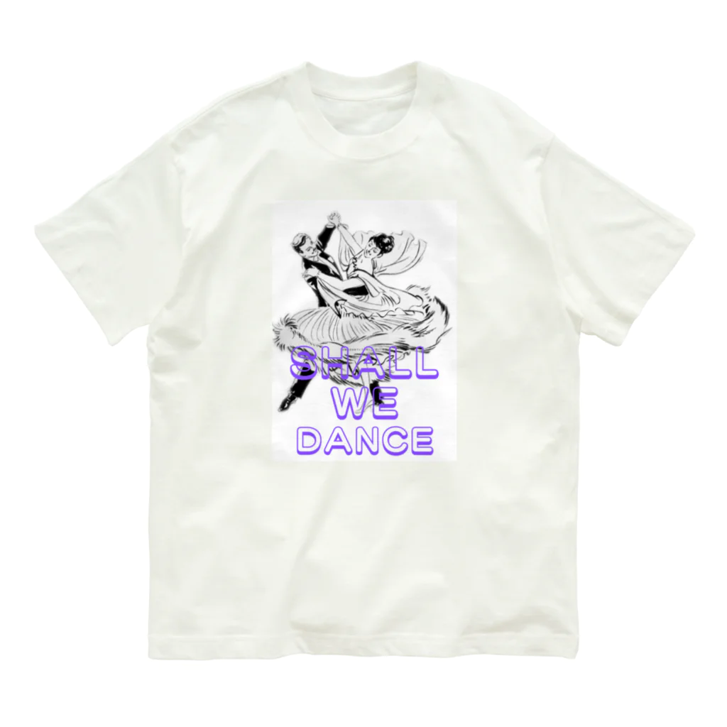 Heart-of-JapneseCultureのShal We Dance（ブルー、白抜き） オーガニックコットンTシャツ