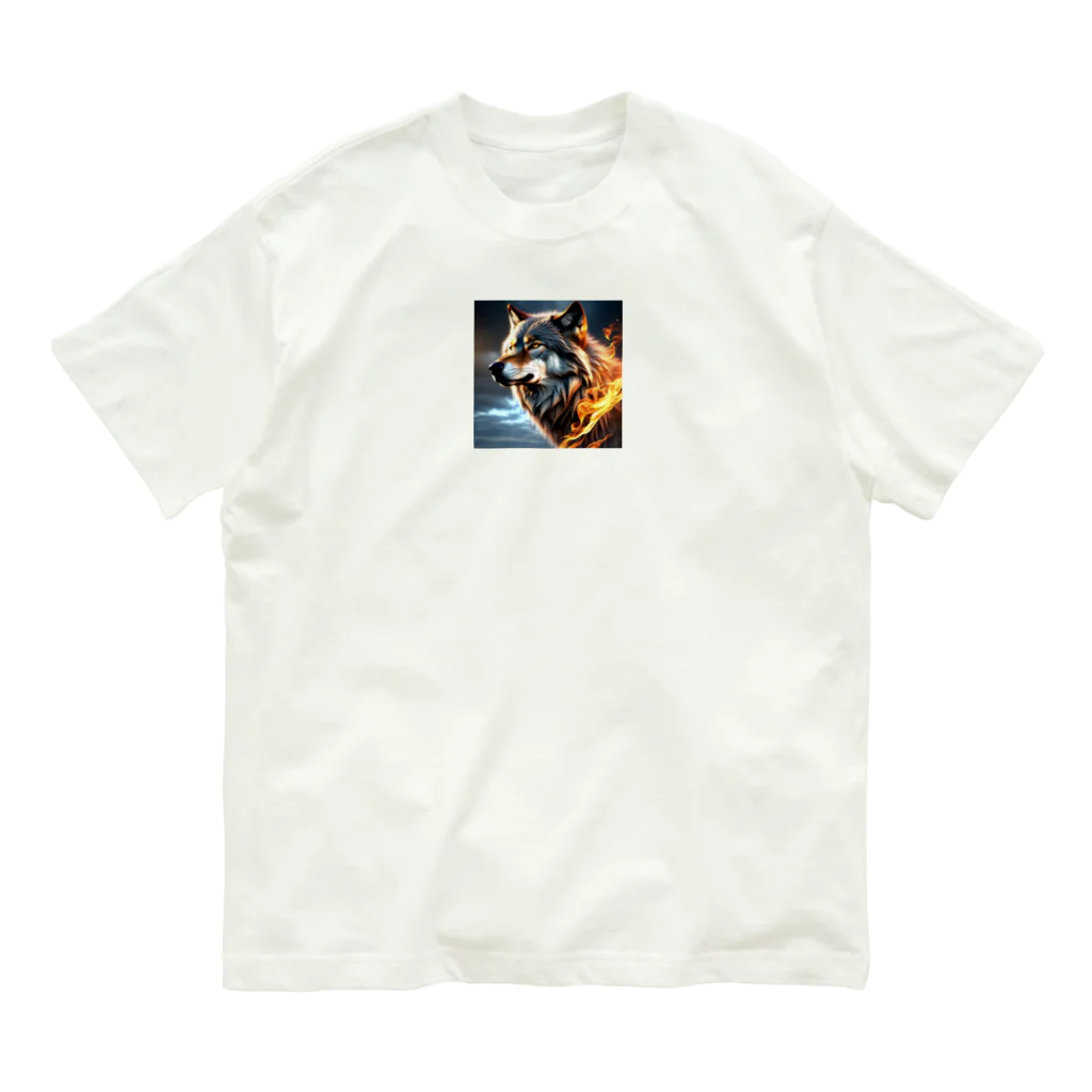 GOLAEの炎を纏う狼 Organic Cotton T-Shirt