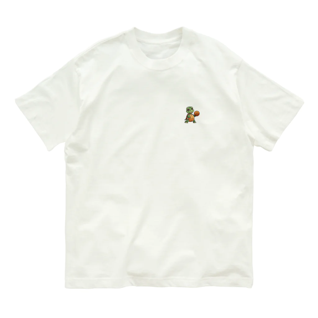 バスケ×動物グッズショップBBの曲がりもののバスケ亀 コウ君 Organic Cotton T-Shirt